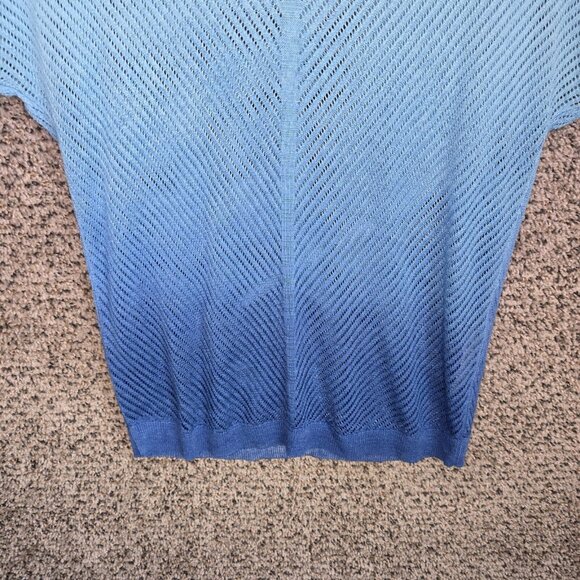 Chicos Top Womens 0 US Small Blue Ombre Open Knit Dolman Sleeve Tie Ladies - Picture 5 of 7